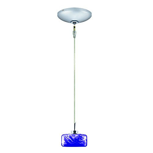 Jesco Lighting KIT-QAP229-BF-A Elaine 1-Light Low Voltage Pendant and Canopy Kit with Satin Chrome Socket, Blue Frit