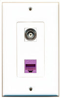 RiteAV - 1 Port BNC 1 Port Cat6 Ethernet Purple Decorative Wall Plate - Bracket Included