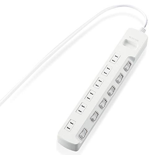 ELECOM Energy Saving Power Strip with Individual Switch 6outlet 1m [White] T-E5A-2610WH (Japan Import)