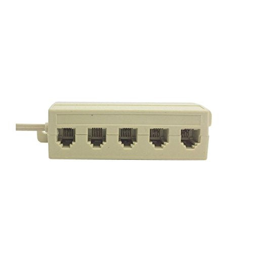 Beige Color 5 Way Outlet 6P4C RJ11 RJ12 Telephone Phone Modular Jack Line Splitter Adapter 1-in-5-out,Other