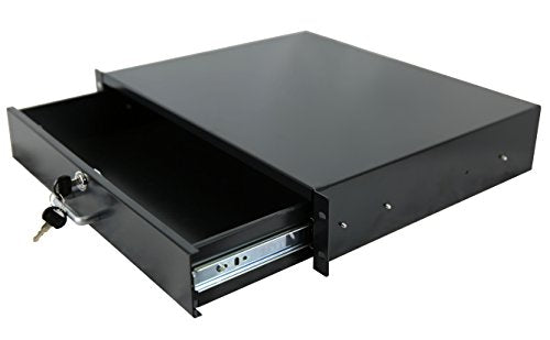 RAISING ELECTRONICS Drawer Server Cabinet Case 19 Inch Locking Rack Mount DJ Lockable Deep Drawer with Key (2U)