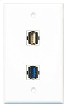 Load image into Gallery viewer, RiteAV - 1 Port USB A-A 1 Port USB 3 A-A Wall Plate - Bracket Included
