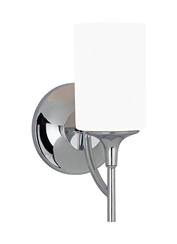 Sea Gull Lighting 44952-05 Stirling Transitional One Light Wall/Bath Sconce Vanity Style Fixture, Chrome Finish