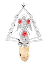 Load image into Gallery viewer, Angel Holding A Cross In In A Tree Night Light. With Red Swarovski Austrian Crystals
