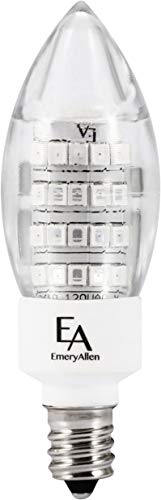 Emery Allen EA-E12-3.0W-002-AMB Non-Dimmable Candelabra Base LED Turtle Light Bulb, 120V-3Watt, 65 Lumens, Amber, 1 Pcs