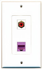 Load image into Gallery viewer, RiteAV - 1 Port RCA Red 1 Port Cat6 Ethernet Purple Decorative Wall Plate - Bracket Included
