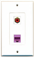 RiteAV - 1 Port RCA Red 1 Port Cat6 Ethernet Purple Decorative Wall Plate - Bracket Included