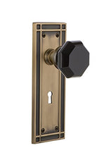 Load image into Gallery viewer, Nostalgic Warehouse 723896 Mission Plate with Keyhole Double Dummy Waldorf Black Door Knob in Antique Brass
