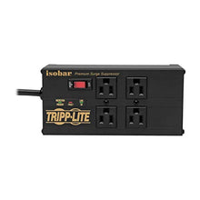 Load image into Gallery viewer, Tripp Lite Isobar 4 Outlet Surge Protector Power Strip with 2 USB Charging Ports, 8ft Long Cord, Right-Angle Plug, Metal, 3330 Joules, Lifetime Limited Warranty &amp; $50K Insurance (IBAR4ULTRAUSBB),Black
