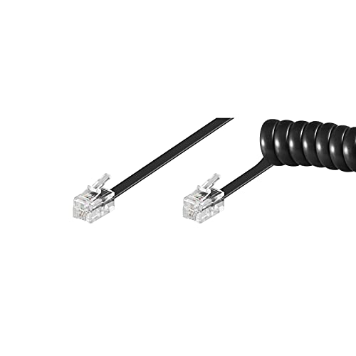 Handset Cable Bulk, 2X RJ10 (4P4C) Plug TEL MODU Spiral 7m RJ10 Schwarz/Black