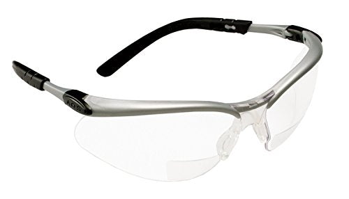 3M Reader +2.5 Diopter Safety Glasses, Silver/Black Frame, Clear Lens - 11376