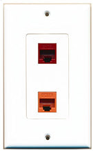Load image into Gallery viewer, RiteAV - 1 Port Cat6 Ethernet Red 1 Port Cat6 Ethernet Orange Decorative Wall Plate - Bracket Included
