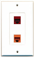 RiteAV - 1 Port Cat6 Ethernet Red 1 Port Cat6 Ethernet Orange Decorative Wall Plate - Bracket Included