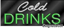 Load image into Gallery viewer, &quot;Cold Drinks&quot; Neon Sign, Background Material=Black Plexiglass
