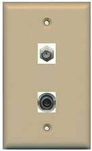 Load image into Gallery viewer, RiteAV - 1 Port 3.5mm 1 Port Coax Cable TV- F-Type Ivory Wall Plate - Bracket Included
