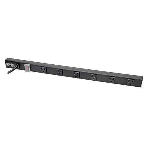 Tripp Lite 6 Right-Angle Outlet Power Strip, 8 ft. Long Cord, Right-Angle 5-15P Plug, 24 inches, 120V, Metal, Black (PS2406RA08B)