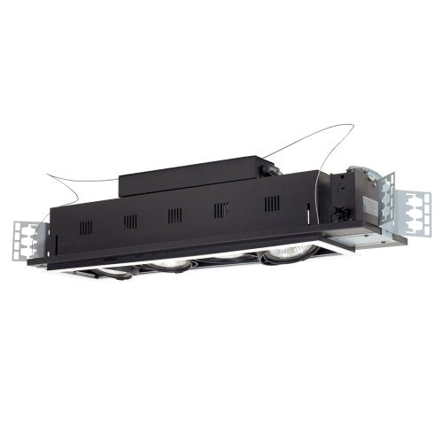 Jesco Lighting MGP30-4WB Modulinear Directional Lighting For New Construction, Double Gimbal PAR30 4-Light Linear, Black Interior With White Trim