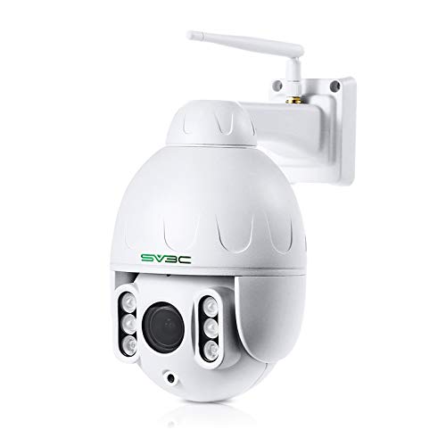 SV3C PTZ WiFi Camera Outdoor, HD 1080P 5X Optical Zoom IP Motion Camera, 360 Wide Angle, HD 197ft IR Night Vision, Humanoid Motion Detect, Two Way Audio, IP66 Waterproof, RTSP, 24/7 SD Card Record