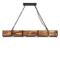 KunMai Industrial Loft Style 4-Light Linear Rust/Black Wood & Metal Island Pendant Light (Rust)