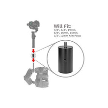 Load image into Gallery viewer, GyroVu Universal Armpost Adaptor for attaching DJI Ronin-S to Tiffen/Steadycam G40, G50, G60 G70, Scout, Zephyr; Glidecam X-10, X-20, X-30, X-45, Gold; GPI Pro Atlas, Titan; ActionCam
