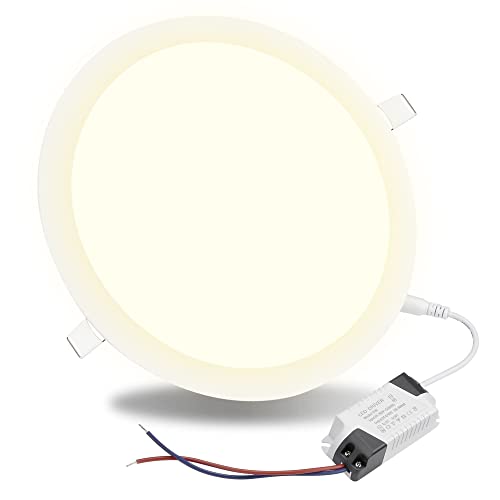 Yescom 7 Inch LED Recessed Light Ceiling Panel 1000LM Canless Downlight 3000-3500K Warm White 15W Ultra-thin Wafer Fixtures Lamp ROHS Certified
