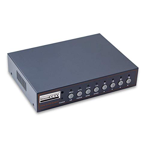 InstallerCCTV Video Quad Color 4CH Multiplexer 2 BNC Output with Remote Control and Free 1Amp Power Adapter
