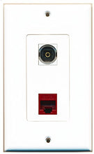 Load image into Gallery viewer, RiteAV - 1 Port Toslink 1 Port Cat6 Ethernet Red Decorative Wall Plate - Bracket Included
