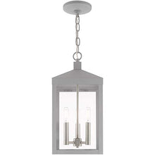Load image into Gallery viewer, Livex Lighting 20593-80 Nyack - 18.5&quot; Three Light Outdoor Hanging Lantern, Nordic Gray Finish with Clear Glass
