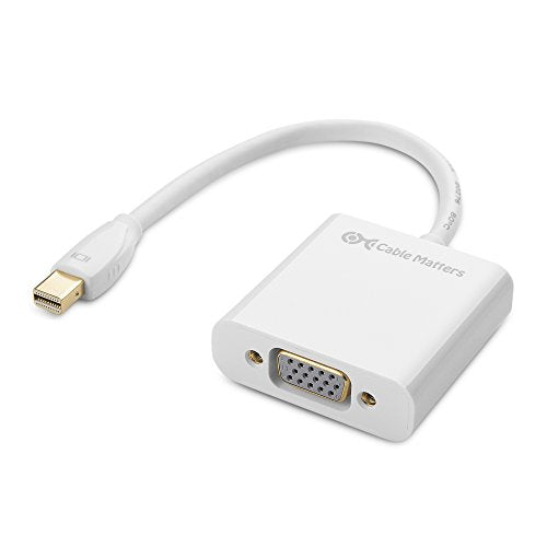 Cable Matters Mini DisplayPort to VGA Adapter (Mini DP to VGA) in White - Thunderbolt and Thunderbolt 2 Port Compatible