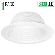 Load image into Gallery viewer, Four Bros SB30/WHT Stepped Baffle Recessed Can Light Trim for BR30/38/40, PAR30/38, LED, Incandescent, CFL and Halogen, 6 Inch, White
