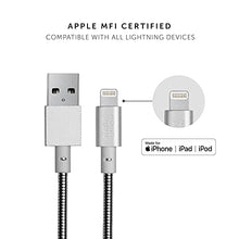 Load image into Gallery viewer, Native Union Cone Cable - Ultra-Strong Stainless Steel Reinforced [MFi Certified] Lightning to USB Charging Cable with Magnifying Glass Cap Compatible with iPhone/iPad (Silver)
