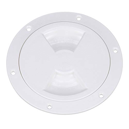 Attwood 12790-3 Deck Plate Inspection Port, 4-Inch Diameter, White ABS Plastic Construction, Pre-Drilled Flange