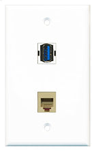 Load image into Gallery viewer, RiteAV - 1 Port Phone Beige 1 Port USB 3 A-A Wall Plate - Bracket Included
