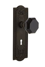 Load image into Gallery viewer, Nostalgic Warehouse 725605 Meadows Plate with Keyhole Privacy Waldorf Black Door Knob in Oil-Rubbed Bronze, 2.75
