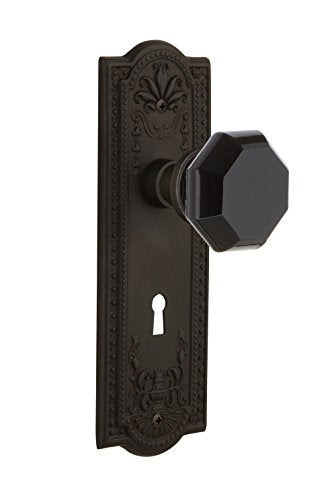 Nostalgic Warehouse 725605 Meadows Plate with Keyhole Privacy Waldorf Black Door Knob in Oil-Rubbed Bronze, 2.75