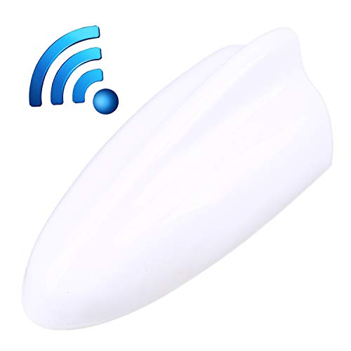 Possbay Universal Car Shark Fin Antenna AM/FM Radio Signal Roof Aerial for Auto SUV Truck Offroad with Adhesive Base White
