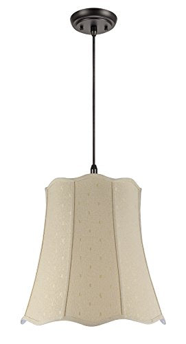 Aspen Creative Beige 74026 Two-Light Pendant with Scallop Bell Shaped (Spider) Shade, 14 x 20 x 20
