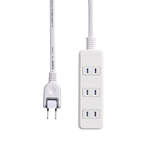 ELECOM Power Strip with Dust Shutter 2m 4 Outlet [White] T-ST02-22420WH (Japan Import)