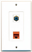 Load image into Gallery viewer, RiteAV - 1 Port RCA Blue 1 Port Cat6 Ethernet Orange Decorative Wall Plate - Bracket Included
