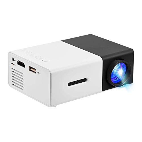Mini Projector, Built-in Stereo Speaker Portable Multi-Media Home Theater Projector with HDMI/AV/USB Interface 320x240 Resolution(Black-White)