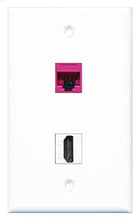 Load image into Gallery viewer, RiteAV - 1 Port HDMI 1 Port Cat5e Ethernet Pink Wall Plate - Bracket Included
