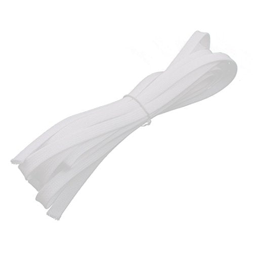 Aexit 10mm Flat Tube Fittings Dia Tight Braided PET Expandable Sleeving Cable Wrap Sheath Microbore Tubing Connectors White 5M