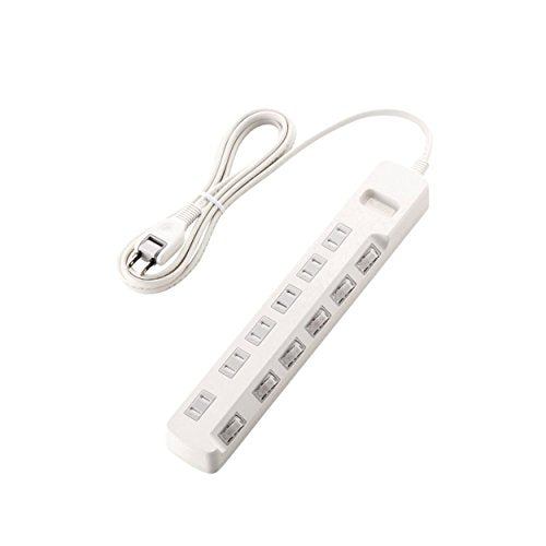 ELECOM Thunder Guard Power Strip with Dust Shutter with switches 2.5m 6 Outlet [White] T-K6A-2625WH (Japan Import)