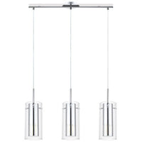EGLO 91327A Pinto 3 Pendant Hanging Adjustable Lighting Fixture with Crystal Shade for Kitchen Island, Hallway, and Dining Room, 27-Inch, Chrome
