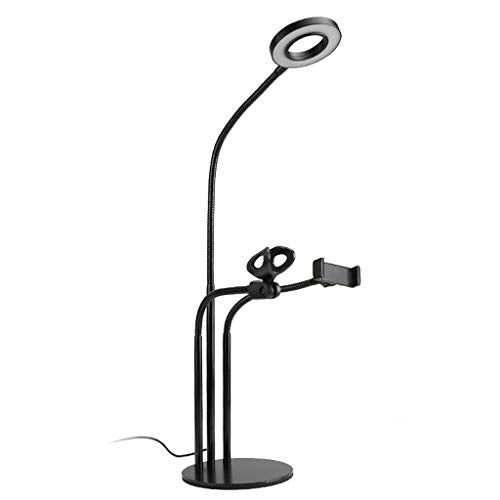 Ring Light with Cell Phone Holder Stand for Live Stream Makeup Led Camera Lighting 3-Light Mode/10-Level Brightness with Flexible Arms Compatible with Most Smartphones