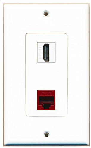 RiteAV - 1 Port HDMI 1 Port Cat6 Ethernet Red Decorative Wall Plate - Bracket Included