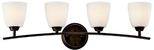 Kichler 45361OZ, Granby Reversible Glass Wall Vanity Lighting, 4 Light, 400 Total Watts, Olde Bronze