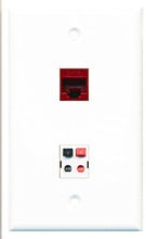 Load image into Gallery viewer, RiteAV - 1 Port Cat6 Ethernet Red 1 Port Speaker Wall Plate - Bracket Included
