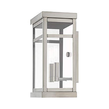 Load image into Gallery viewer, Livex 20702-91 Transitional Two Light Outdoor Wall Lantern from Hopewell Collection in Pwt, Nckl, B/S, Slvr. Finish, Brushed Nickel
