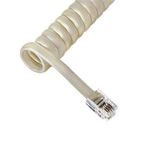 Load image into Gallery viewer, Coiled Telephone Handset Cord for Use with PBX Phone Systems, VoIP Telephones - 25 Ft Uncoiled, Rj22, 1.5 Inch Lead on Both Ends, Misty Cream

